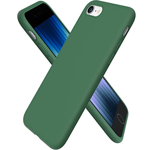 ORNARTO Custodia in Silicone Liquido per iPhone SE (2022)  SE (2020)  iPhone7  iPhone 8 4.7  Protezione Completa Cover Sottile in Silicone Liquido in Gomma Gel Morbida-Verde Cipro