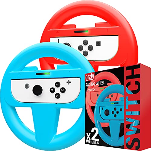 Orzly Volante Nintendo Switch (Confezione Doppia) – Confezione di Accessori Rossi & Blu per i Telecomandi Joy-con del Nintendo Switch