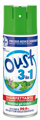 Oust 3 in 1 Spray Disinfettante, per Superfici e Tessuti, Uccide il 99,9% dei Batteri, 1 Confezione da 400ml
