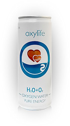 OXYLIFE WATER - Acqua minerale di alta qualità con ossigeno puro 120 mg L e pH 7,43 - 250 ml - 24 lattine di acqua da bere ossigenata