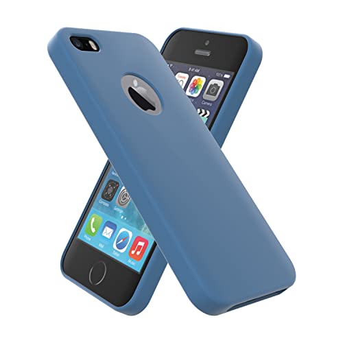 OXYN Cover Compatibile per iPhone 5   5S   SE, Custodia SOFT TOUCH Opaca Morbida Gel TPU Silicone Resistente Flessibile Case Guscio Antiurto Posteriore Protettiva Proteggi (Azzurro)