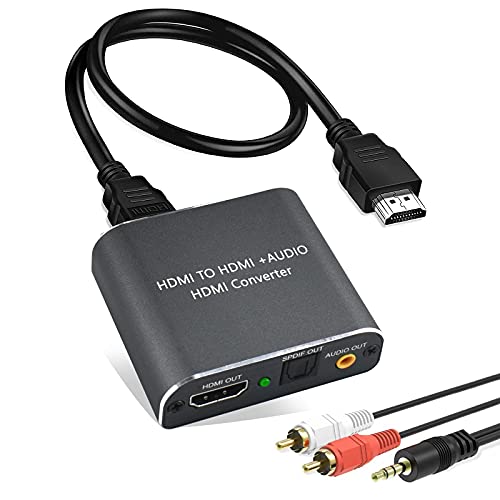 Ozvavzk 2.0 HDMI Audio Extractor,4K&60HZ HDMI a SPDIF Toslink Ottico Splitter,Digitale Audio Estrattore con 3.5mm Stereo Sound Out,Supporta HDCP2.2 4:4:4 RGB 3D per PS5 XBOX Blu-ray DVD.