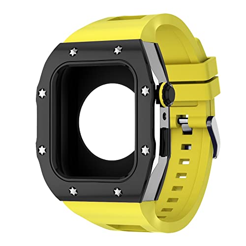 PAZNEW 44mm In Acciaio Inox Kit di Modifica Cassa Dell Orologio Con Morbido Cinturino In Silicone Per apple Watch4 5 6 Copertura di Lusso Per