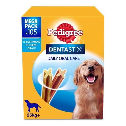 Pedigree Dentastix Snack per la Igiene Orale (Cane Grande +25 kg), 270g 105 Pezzi - 15 Confezioni da 7 Pezzi (105 Pezzi totali)