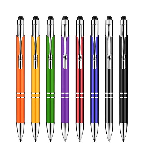 Penna touch, Zoonnis 2 in 1 pennino stilo capacitive universali per schermi tattili Dispositivi,Penna ad alta sensibilità adatta Tablet iPad Apple Kindle Samsung Galaxy,penne a sfera(8 X colore misto)