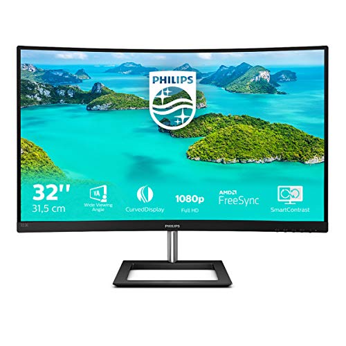 Philips 322E1C Gaming Monitor Curvo da 32 , FHD LED VA Adaptive Sync 75 Hz, HDMI, Display Port, VGA, Flicker Free, Low Blue, Nero