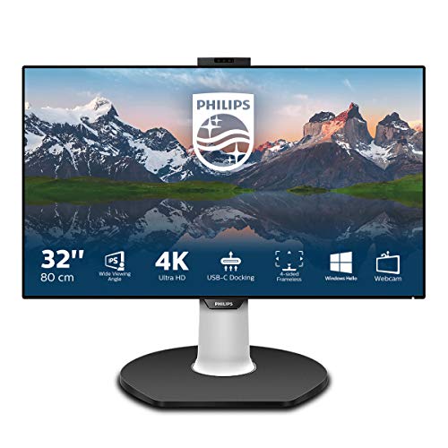Philips 329P9H Monitor 32 , 4k UHD 3840 x 2160, LED IPS, Webcam e Microfono Pop-UP, Regolabile in Altezza, Girevole, Pivot, Audio Integrato, 2 HDMI, Display Port In Out, 4 USB, RJ45, Vesa, Nero