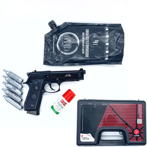 Pistola Softair Kit Cybergun Scarrellante PT99 Nera a C02 Full Metal Con Valigetta Potenza 0,9 Joule + Olio Ballistol 25ml + Sacchetto Pallini 1kg