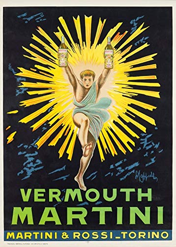 Poster vintage in stile Art Déco vintage  Vermouth Martini and Rossie , Torino, Italia, anni  20, Leonetto Cappiello, riproduzione 200 gsm A3