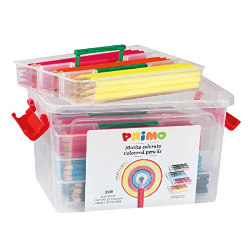 PRIMO- Minabella, Valigetta 216 matite Colorate esagonali assortire in 12 Colori, Assortiti, unità (Confezione da 1), 507MAT216