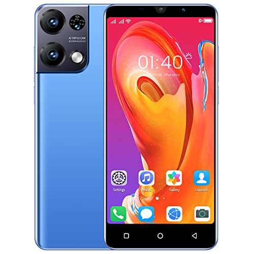 QrZrQ Cellulari e Smartphone, Android OS, 4GB ROM 128GB Espandibili, Dual SIM Doppia Fotocamera telefoni cellulari di base. (Rino8pro-Blue)