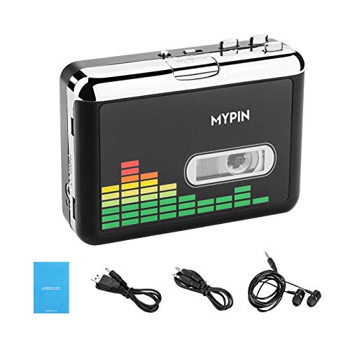 Registratore a Cassetta Portatile, MYPIN Lettore di Nastro Audio Cassetta Walkman e Convertitore da cassetta a MP3 USB, con Auricolari Musicassetta Lettore, Nessun PC Richiesto