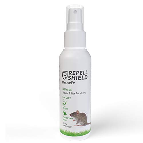 RepellShield Spray Repellente per Topi Naturale a Base di Menta Piperita - Dissuasori per Topi, Scaccia Topi e Ratti - Alternativa a Ultrasuoni per Topi - Repellente topi da Esterno e Interno (100ml)