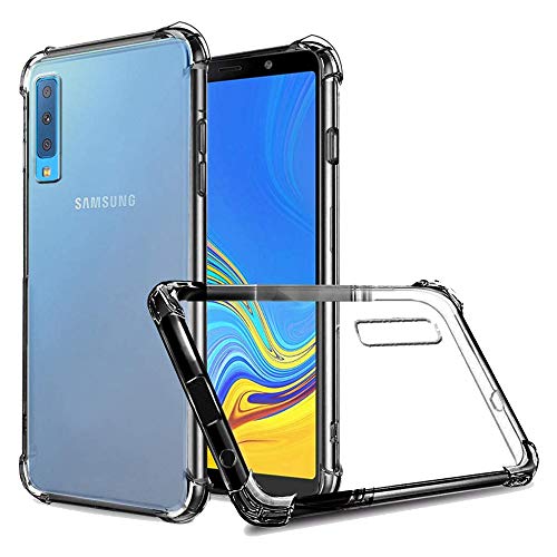REY Cover in Gel TPU Anti-Shock per Samsung Galaxy A7 2018, Morbido Silicone Custodie Protettivo Case, Anti-Scratch, Protettiva Sottile Back Cover