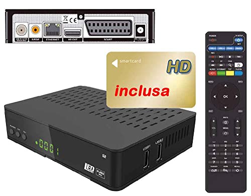 Ricevitore Decoder compatibile Tivu satellitare Rai e Mediaset HD 1080p compatibile con Tessera Gold Nuova Inclusa Da Attivare, DVB-S2 HEVC H265 MAIN 10, Telecomando Universale 2 in 1