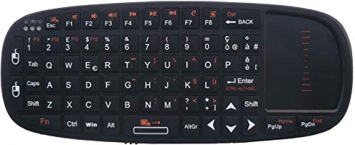 Rii Mini i10 Wireless (layout ITALIANO) - Mini tastiera wireless con mouse touchpad e puntatore laser per Smart TV, Mini PC, HTPC, Console, Computer