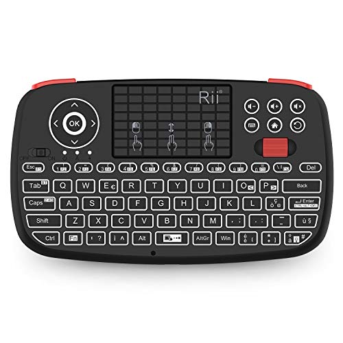 Rii Mini i4 Wireless + Bluetooth (Layout Italiano) - Mini Tastiera retroilluminata con touchpad Compatibile con Smart TV, TV Box, Tablet, Smartphone, Console, PC, Fire TV, Raspberry