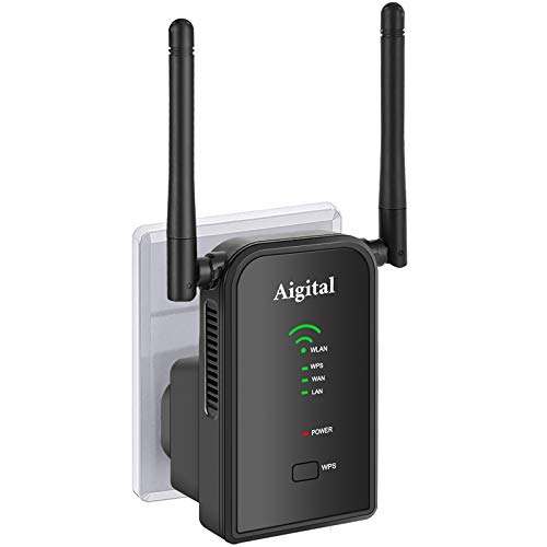 Ripetitore Wi-Fi dalla Grande Portata, WiFi Extender e Access Point,300Mbps Ripetitore Segnale WiFi Casa con Porta LAN, 2 Antenne, WPS, modalità Repeater Router AP Compatibile con Modem Fibra e ADSL