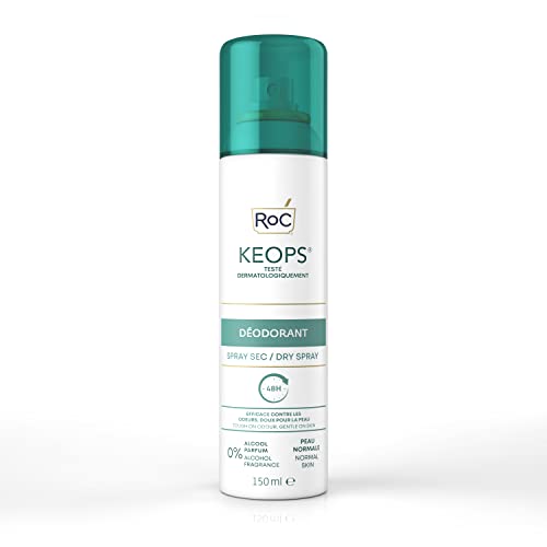RoC - KEOPS Deodorant Spray Secco - Antitraspirante - Efficacia 24 Ore - Senza Alcolici e Senza Profumo - Tutti i Tipi di Pelle - 150 ml