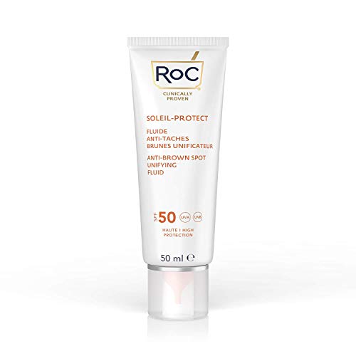 RoC - Soleil-Protect Anti-Brown Spot Unifying Fluid SPF 50 - Crema Idratante Viso con Vitamina C - Riduce le Macchie Marroni - 50 ml