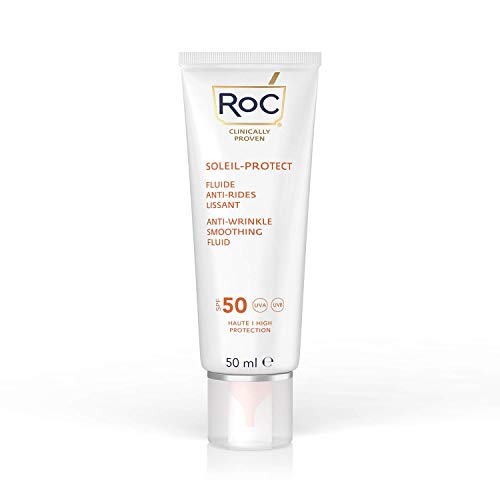 RoC - Soleil-Protect Fluido Levigante Antirughe SPF 50 - Crema Viso - Riduce le Rughe - Crema Solare - 50 ml