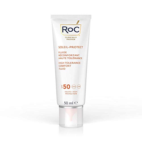 RoC - Soleil-Protect High Tolerance Comfort Fluid SPF 50 - Crema Idratante Viso - Crema Solare Ipoallergenica - Pelle Sensibile - 50 ml