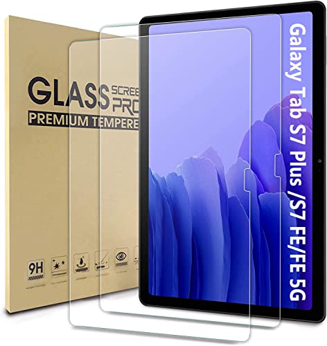 Rosbtib [2 Pezzi] Pellicola Protettiva Compatibile con Samsung Galaxy Tab S8 Plus  S7 Plus  S7 FE 12.4 , Anti-Impronte Bubble Proof Premium 9H HD Protettiva Protezione per Galaxy S8+  S7+  S7 FE