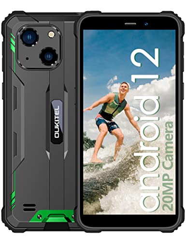 Rugged Smartphone 2022 Oukitel WP20, Android 12 Telefono da Lavoro dual SIM 5.93’’HD+ 6300mAh, 4GB+ 32GB, Impermeabile IP68 Fotocamera 20MP+5MP, OTG GPS SOS [Classe di efficienza energetica A+++]
