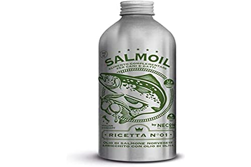 Salmoil Ricetta 1 Alimento Complementare per Cani e Gatti a Base di Olio di Salmone Norvegese  Arricchito con Olio di Oliva - 250 ml