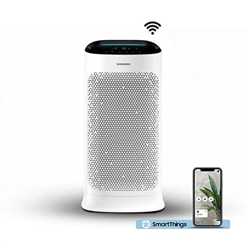 Samsung Air Purifier Wifi, Purificatore d Aria Smart, trattiene fino al 99,97% di gas, polveri e allrgeni, filtrazione multistrato, gestione remota, copertura 60 m2, Sleep Mode 22,3 dB