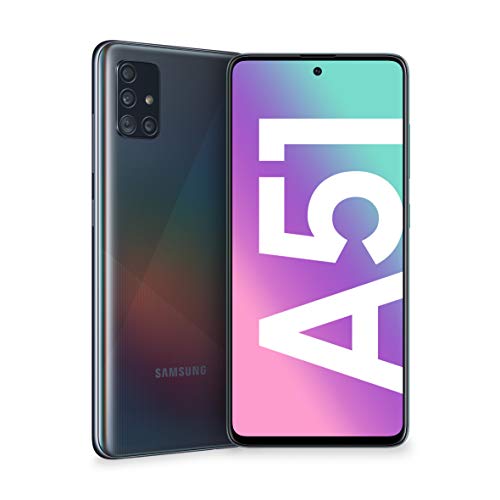 Samsung Galaxy A51 Smartphone, Display 6.5  Super AMOLED, 4 Fotocamere Posteriori, 128 GB Espandibili, RAM 4 GB, Batteria 4000 mAh, 4G, Dual Sim, Android 10, Nero
