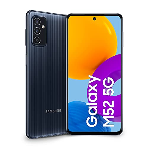 Samsung Galaxy M52 5G Telefono Cellulare SIM Free Smartphone Batteria 5.000 mAh Android 11 Schermo FHD+ Super AMOLED Plus da 6.7” RAM 6GB Memoria interna 128 GB Nero [Versione italiana]