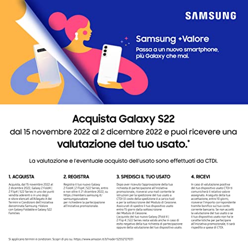 Samsung Galaxy S22 5G Smartphone Android senza SIM, Caricatore incl...