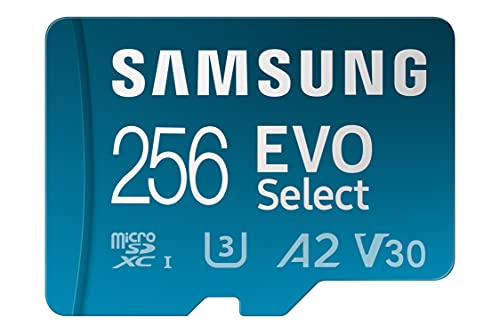 Samsung Memorie Evo Select Scheda Microsd Da 256 Gb, Uhs-I U3, Fino A 130 Mb S, Blu