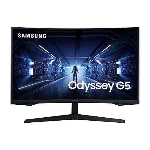 Samsung Monitor Gaming Odyssey G5 (C32G53), Curvo (1000R), 32 , 2560x1440 (WQHD 2K), HDR10, VA, 144 Hz, 1 ms, FreeSync Premium, HDMI, Display port, Ingresso Audio, Eye Saver Mode, Flicker Free, Nero