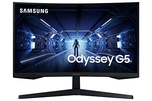 Samsung Monitor Gaming Odyssey G5 (C32G55), Curvo (1000R), 32 , 2560x1440 (WQHD 2K), HDR10, VA, 144 Hz, 1 ms, FreeSync Premium, HDMI, Display Port, Ingresso Audio, Flicker Free, Nero