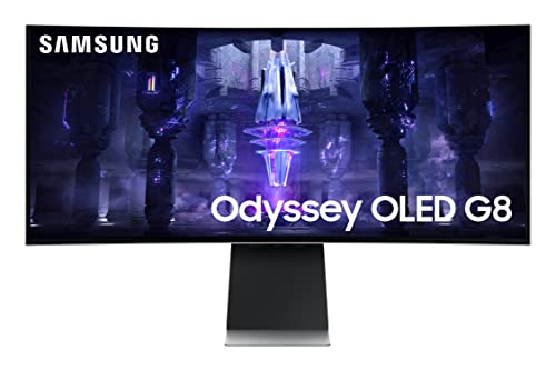 Samsung Monitor Gaming Odyssey OLED G8 (S34BG850), Curvo (1800R), 34  , 3440x1440 (WQHD), 21:9, HDR10+, OLED, 175 Hz, 0,1 ms, Freesync Premium, Micro HDMI, USB-C, Mini-DP, WiFi, Bluetooth, Casse, HAS