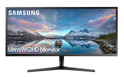 Samsung Monitor S34J550 Monitor per Video Editing da 34  con Base a Doppio Snodo, Ultra WQHD 2K, 3440 x 1440, Formato 21:9, HDMI e Display Port, Multitasking