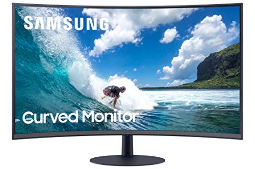 Samsung Monitor T55 (C32T550), Curvo (1000R), 32  , 1920x1080 (Full HD), VA, 75 Hz, 4 ms, Freesync, HDMI, Display Port, D-Sub, Ingresso Audio, Casse Integrate, Eye Saver Mode, Flicker Free, Nero