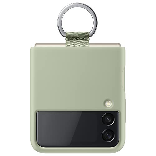 Samsung Silicone Cover with Ring custodia con anello per Galaxy Z Flip3 5G, Olive Green