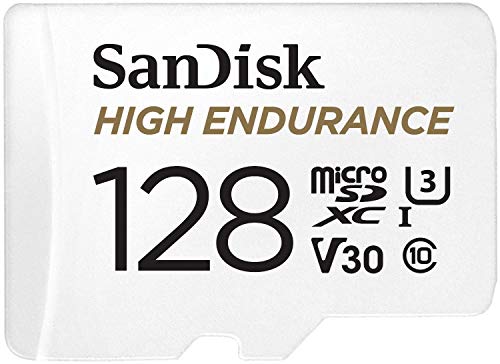 SanDisk HIGH Endurance Scheda microSDXC 128 GB per Videosorveglianza Domestica e Dashcam, con Adattatore SD, fino a 100MB s in Lettura e 40MB s in Scrittura, Class 10, U3, V30, Bianco