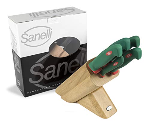 Sanelli 931605 Ceppo Coltelli Leck, Legno, Verde Rosso, 5 unità...