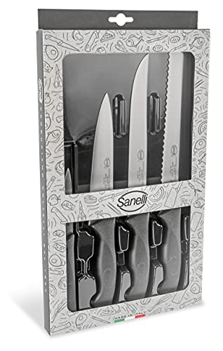 Sanelli Linea Skin Confezione coltelli Professionali Chef 4 pz, Acciaio Inox