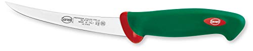 Sanelli Premana Professional Coltello Disosso Curvo Stretto, Acciaio Inossidabile, Verde Rosso