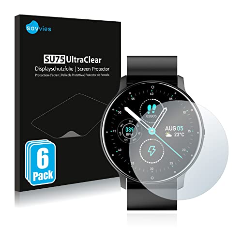 savvies 6-Pezzi Pellicola Protettiva Compatibile con Lige Smartwatch 1.3  Protezione Schermo Trasparente
