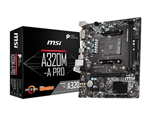 Scheda madre MSI ProSeries AMD A320 1a, 2a e terza generazione compatibile con Ryzen AM4 DDR4 HDMI DVI USB 3 Micro-ATX (A320M-A PRO)