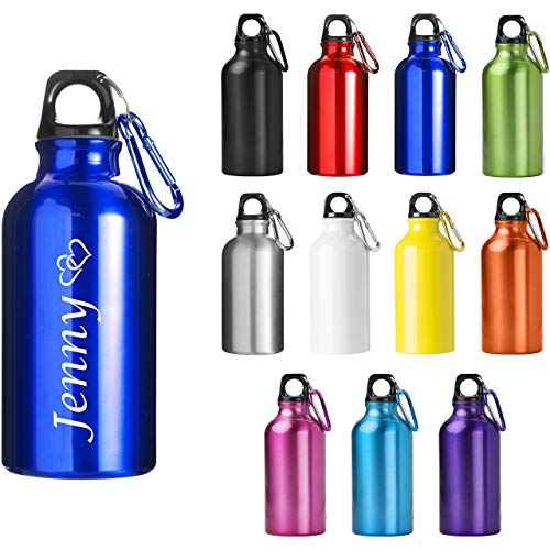 Schmalz Alluminio Borraccia con Incisione Bottiglia Isolante Migrare Campeggio Outdoor Scuola Asilo Inciso - Blu Cobalto, 17 x 6,5 cm