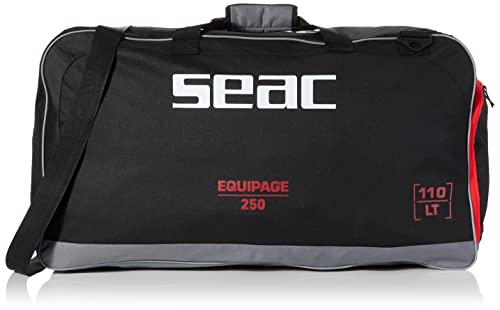 SEAC Equipage 250, Borsone da Sub con Vano Impermeabile per Attrezzatura Subacquea e Tasca Porta Pinne Unisex Adulto, Nero, 75 x 40 x 35 cm