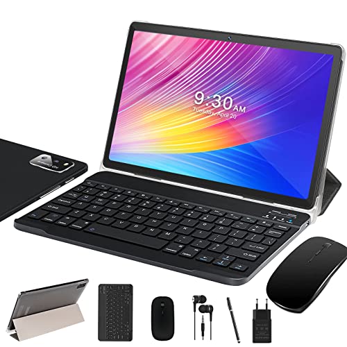 SEBBE Tablet 10 Pollici Tablet Android 11 Octa-Core 1.8 GHz Tablet, 4GB RAM+64 GB ROM (128 GB Espandibili), Schermo IPS HD 5MP+8MP 6000mAh Bluetooth WIFI, Tablet con Mouse e Tastiera e Stilo,Nero