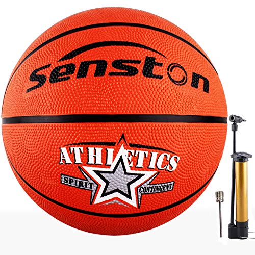 Senston Pallone da Basket Taglia 5 con Pompa, Gioco della Palla da Basket Indoor Outdoor Street Basketball